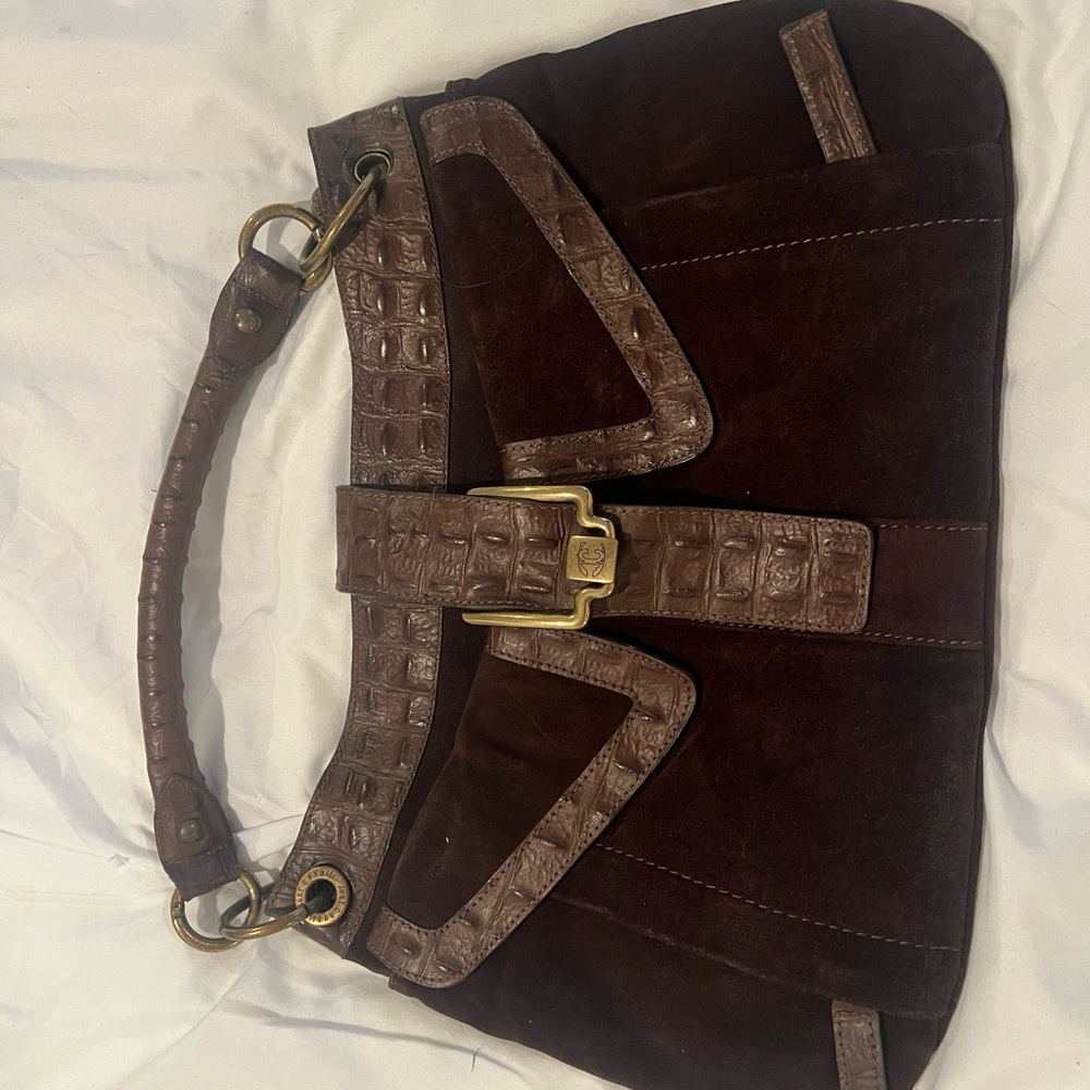 Vintage Designer Brown Suede and Leather Handbag